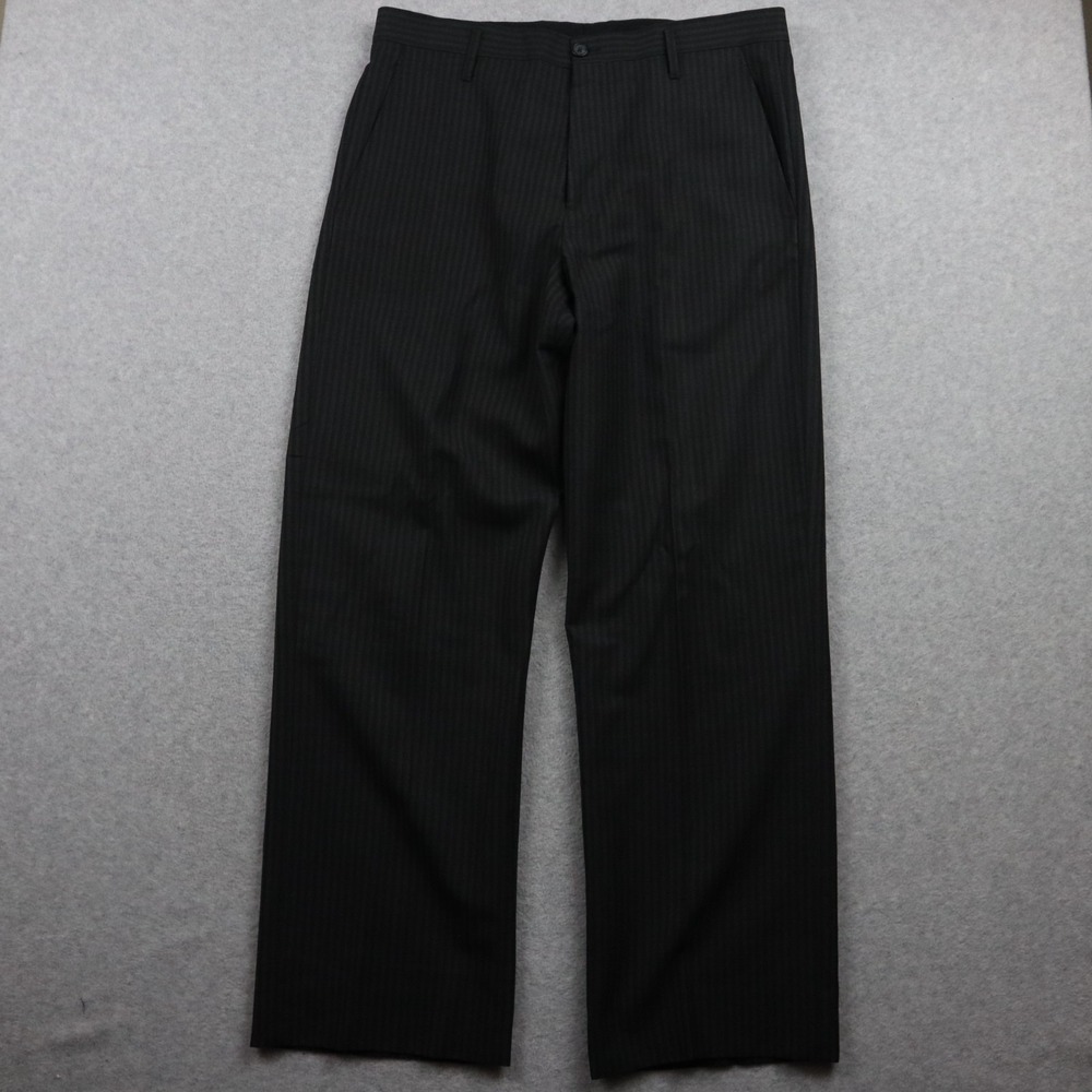 Marc Jacobs Pants Mens 36x30 Wool Dress Suit Formal Flat Front Dark Gray Striped